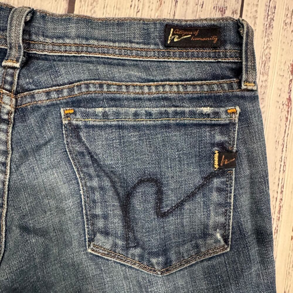 Citizens of Humanity Ingrid Low Waist Flare Jeans Dark Wash Stretch Size 26 - Picture 4 of 11